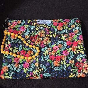 Floral Clutch with vintage beaded wristlet